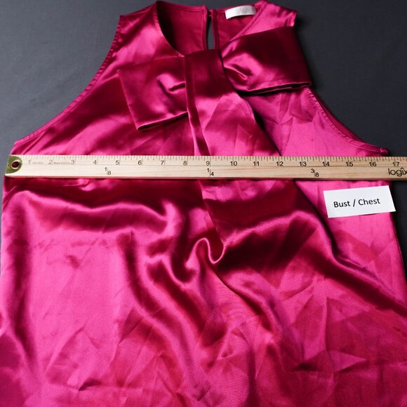 Womens Top 38 US 6 Pink Satin Retro Glam Draped Bow Loud Luxury Statement Y2K - Picture 7 of 11